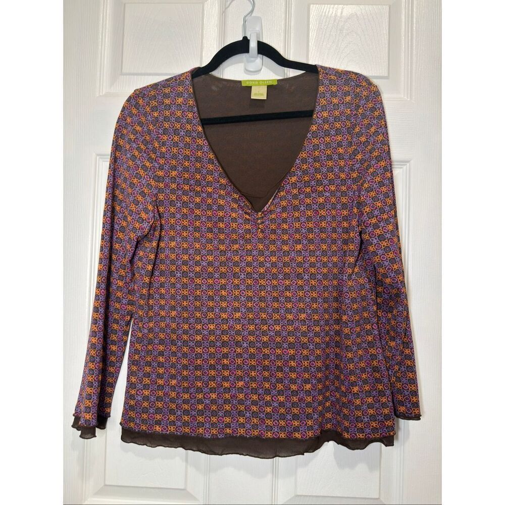 Sigrid Olsen geometric patterned tunic top Large